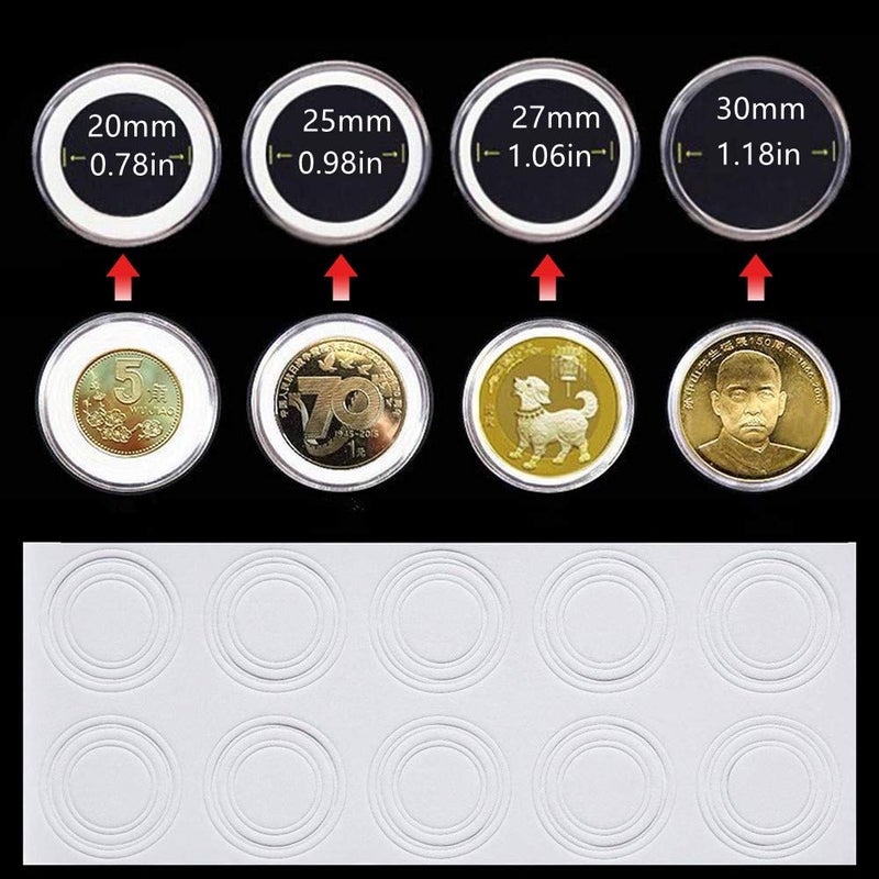 AITIME 100 Pieces 30mm Coin Holder Capsules for Dime,Cent,Nickel, Quarter,Small Dollar,6 Sizes EVA Protect Gasket,Round Plastic Coin Case with Storage Organizer Box for Coin Collection Supplies - Image 3